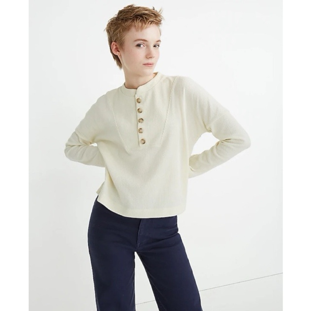 Madewell Texture & Thread Seamed Henley Top